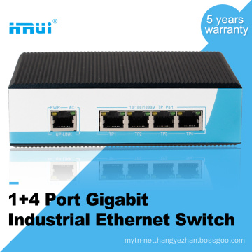 HRUI Din Rail Type Gigabit 4 Port Industrial Ethernet Switch